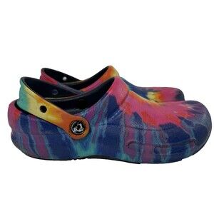 Unisex Crocs Bistro Tie-Dye Rainbow Work Clogs  Slip Resistant & Stylish- M5/W7